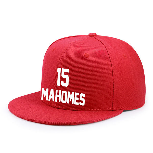 Kansas City Mahomes 15 Flat Adjustable Baseball Cap Black/Red/White Style08092344