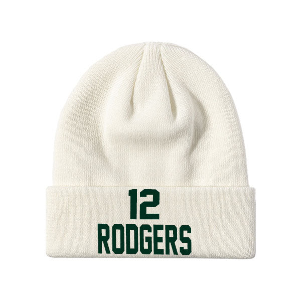 Green Bay Rodgers 12 Knit Hat Black/Green/White Style08092373