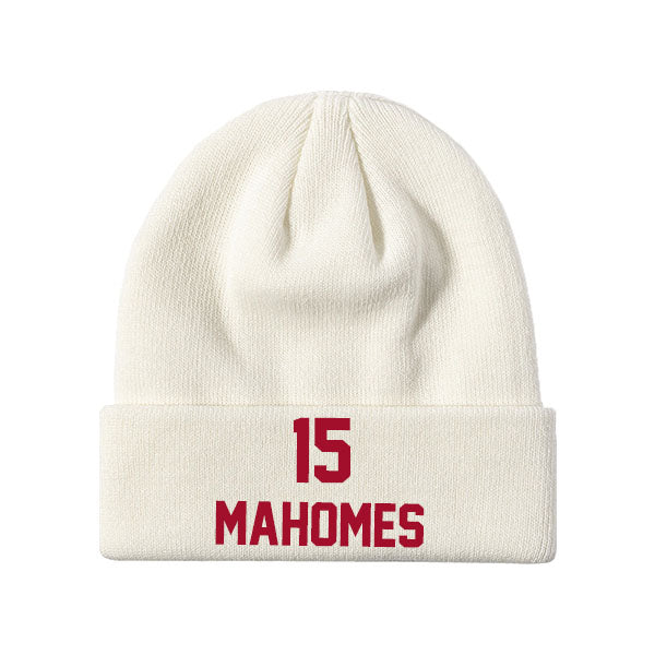 Kansas City Mahomes 15 Knit Hat Black/Red/White Style08092375