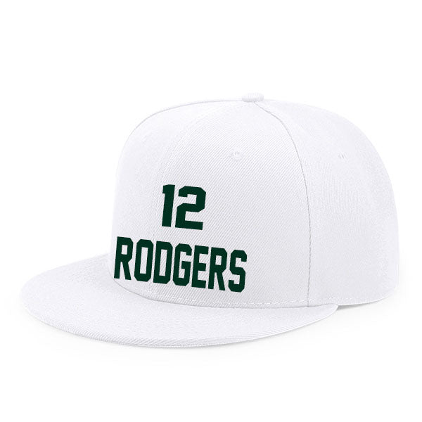 Green Bay Rodgers 12 Flat Adjustable Baseball Cap Black/Green/White Style08092343