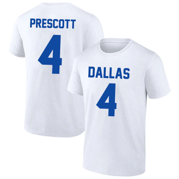 Dallas Prescott 4 Short Sleeve Tshirt Gray/Navy/White Style08092288
