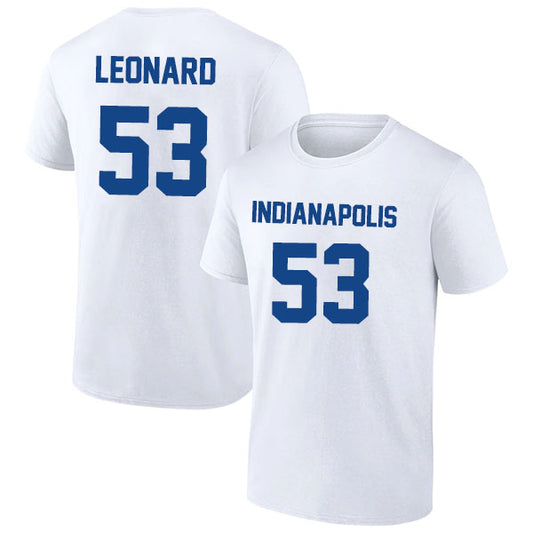 Indianapolis Leonard 53 Short Sleeve Tshirt Royal/White Style08092278