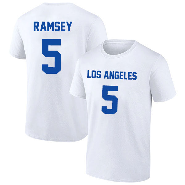 Los Angeles Ramsey 5 Short Sleeve Tshirt Blue/White Style03092206