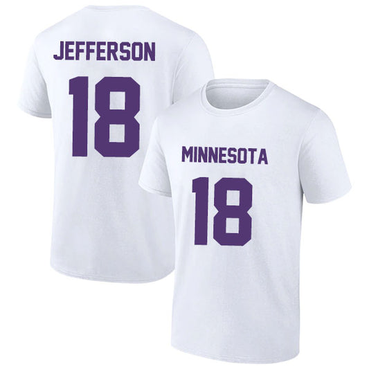 Minnesota Jefferson 18 Short Sleeve Tshirt Purple/White Style04092201
