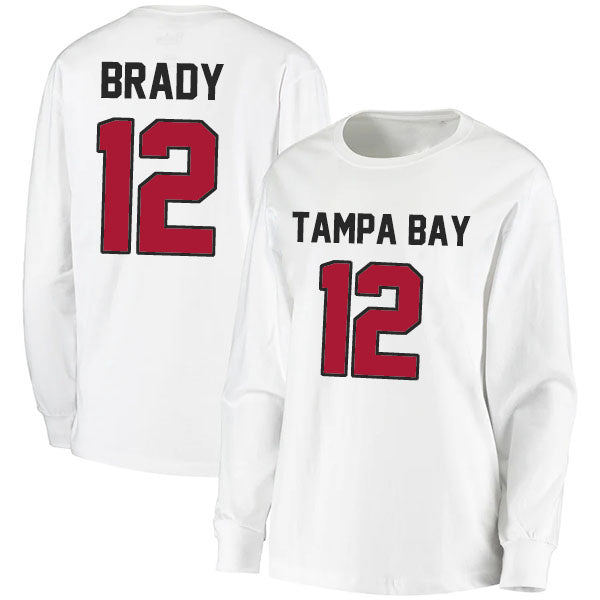 Tampa Brady 12 Long Sleeve Tshirt Red/Gray/White Style08092231