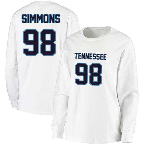 Tennessee Simmons 98 Long Sleeve Tshirt Blue/Navy/White Style08092243