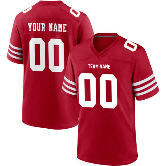 SF49ers Football Jersey Custom Stitched Name & Number Red/White/Scarlet Style11072301