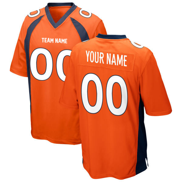 Broncos Football Jersey Custom Stitched Name & Number Orange/Navy Style12072301