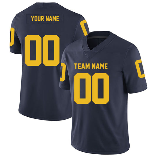 Football Custom Jersey Stitched Name & Number Navy/White/Yellow Style07112301