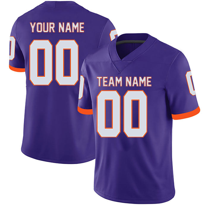 Football Custom Jersey Stitched Name & Number Orange/White/Purple Style07122301