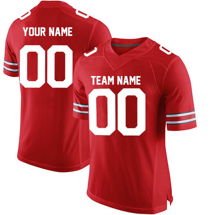 Football Custom Jersey Stitched Name & Number Red/White/Black Style07122303