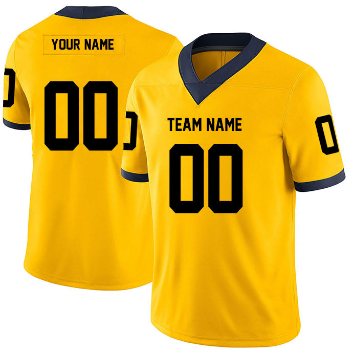 Football Custom Jersey Stitched Name & Number Navy/White/Yellow Style07112301
