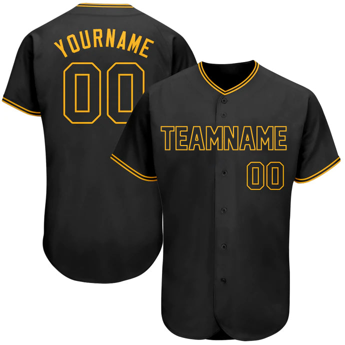 Baseball Stitched Custom Jersey - Black / Font Black Yellow