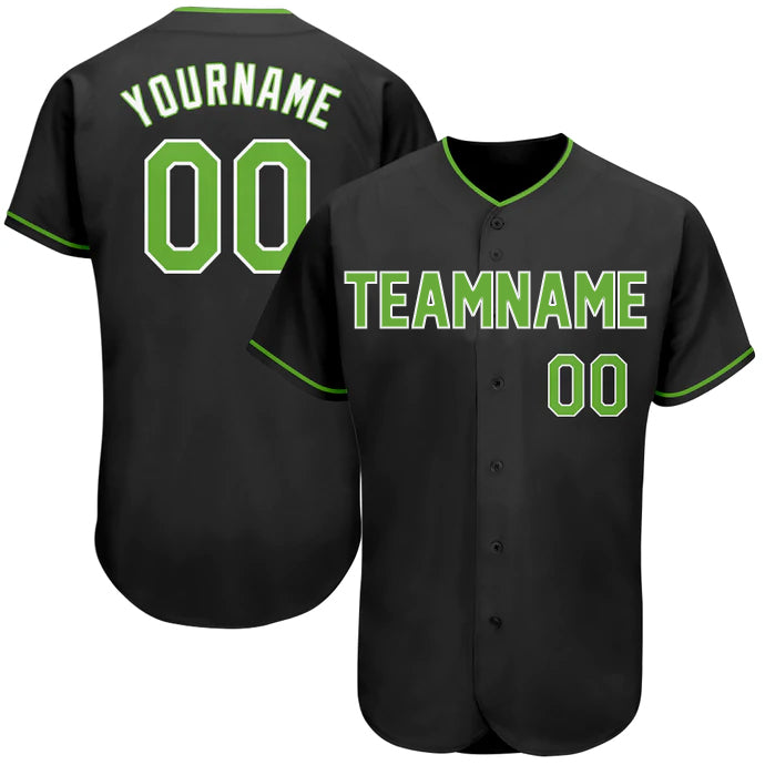 Baseball Stitched Custom Jersey - Black / Font Green