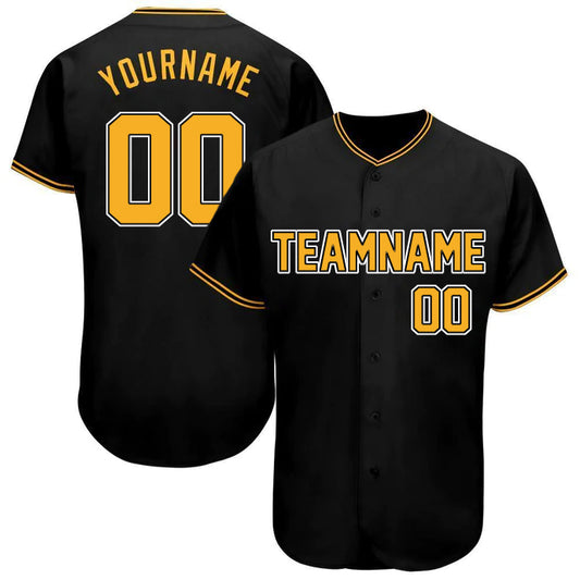 Baseball Stitched Custom Jersey - Black / Font Yellow style 2
