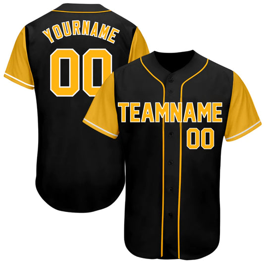 Baseball Stitched Custom Jersey - Black / Font Yellow