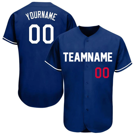 Baseball Stitched Custom Jersey - Blue / Font White Red