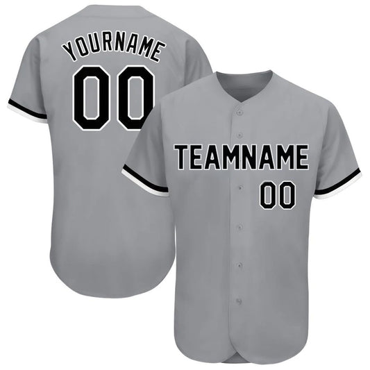 Baseball Stitched Custom Jersey - Grey / Font Black