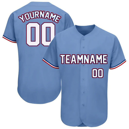 Baseball Stitched Custom Jersey - Light Blue / Font White