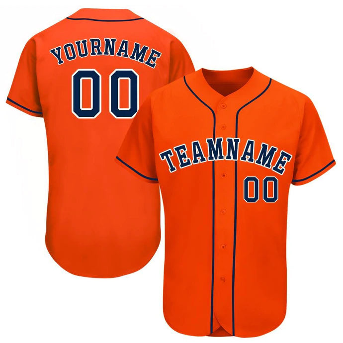Baseball Stitched Custom Jersey - Orange / Font Navy
