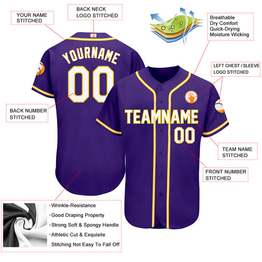 Baseball Stitched Custom Jersey - Purple / Font White