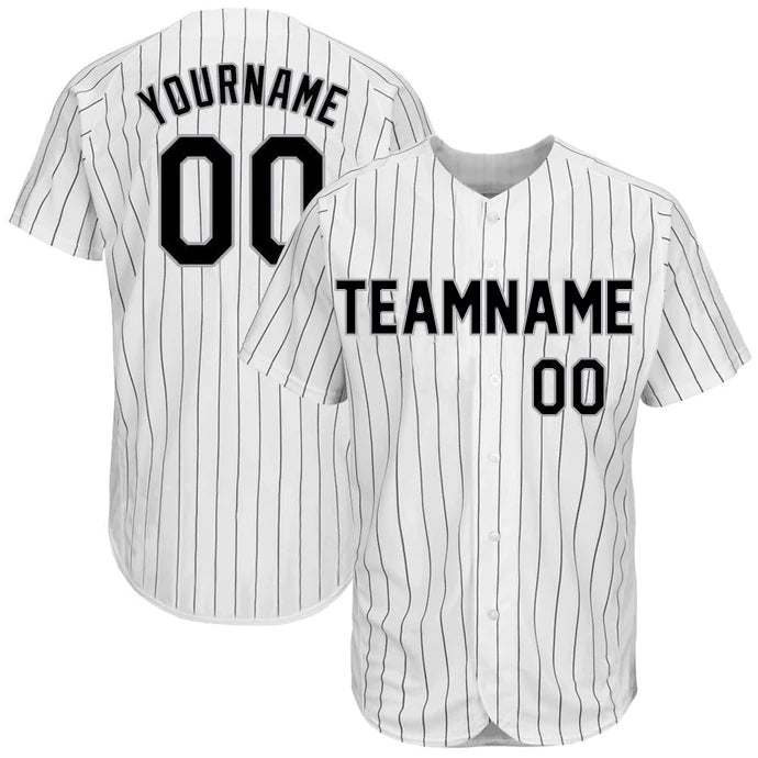 Baseball Stitched Custom Jersey - White Stripe / Font Black