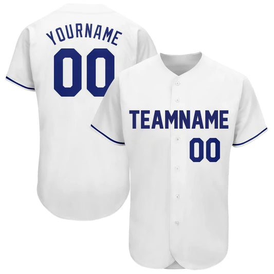 Baseball Stitched Custom Jersey - White / Font Blue