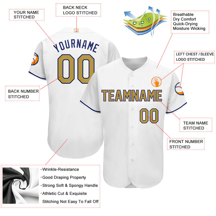 Baseball Stitched Custom Jersey - White / Font Yellow Blue