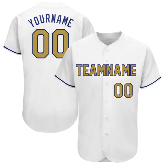 Baseball Stitched Custom Jersey - White / Font Yellow Blue