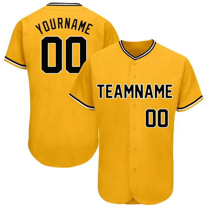 Baseball Stitched Custom Jersey - Yellow / Font Black