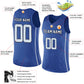 Basketball Stitched Custom Jersey - Blue / Font White