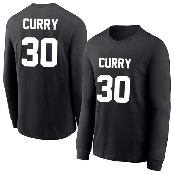 Stephen Curry 30 Long Sleeve Tshirt Black/White Style08092752