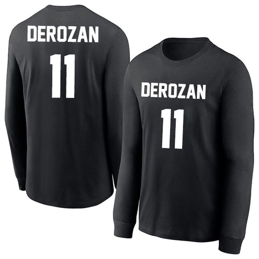 DeMar DeRozan 11 Long Sleeve Tshirt Black/White Style08092783