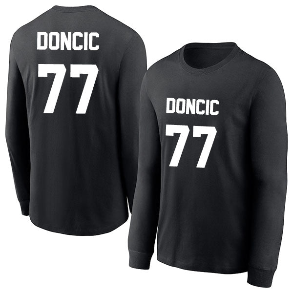 Luka Doncic 77 Long Sleeve Tshirt Black/White Style08092748