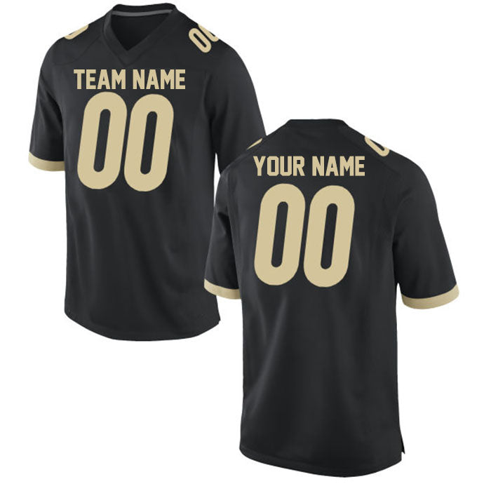 Football Stitched Custom Jersey - Black / Font Khaki Style23042223
