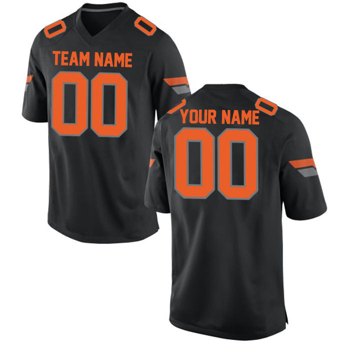 Football Stitched Custom Jersey - Black / Font Orange Style23042217