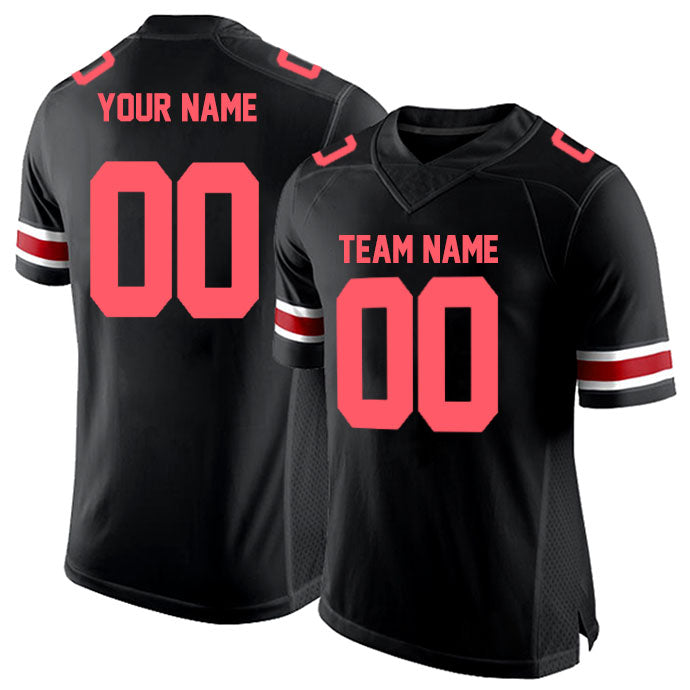 Football Stitched Custom Jersey - Black / Font Red Style23042206