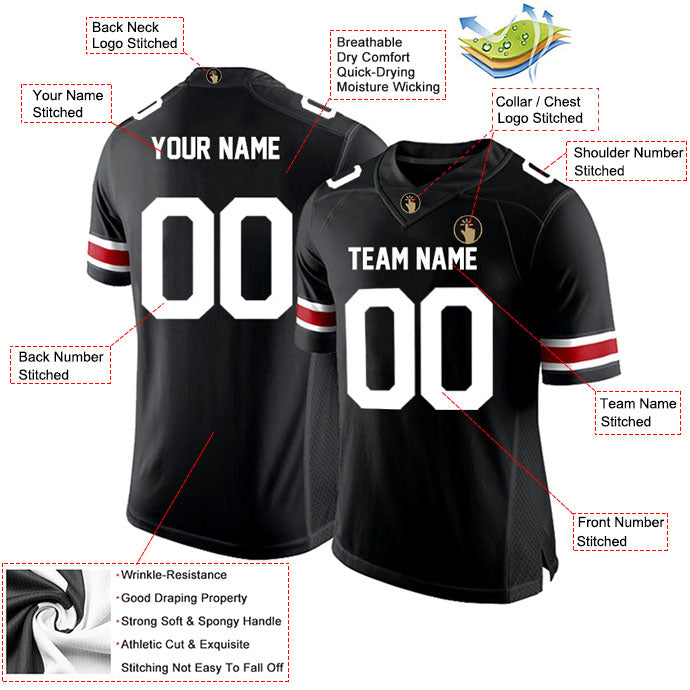 Football Stitched Custom Jersey - Black / Font White Style23042206