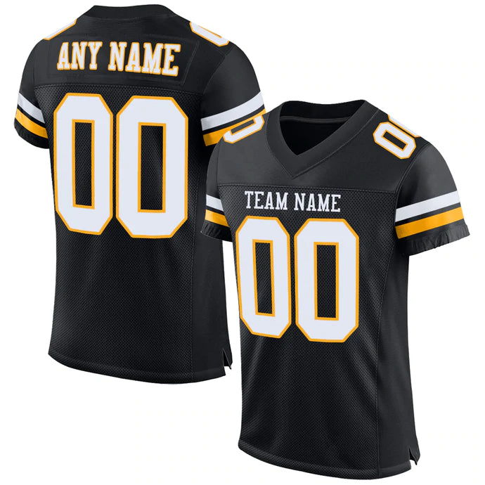 Football Stitched Custom Jersey - Black / Font White