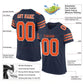 Football Stitched Custom Jersey - Navy / Font Orange