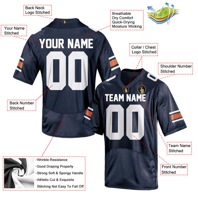Football Stitched Custom Jersey - Navy / Font White Style23042224