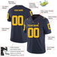 Football Stitched Custom Jersey - Navy / Font Yellow Style23042204