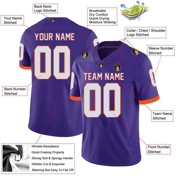 Football Stitched Custom Jersey - Purple / Font White Style23042201