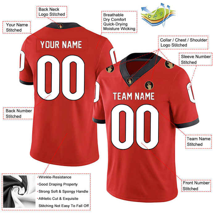 Football Stitched Custom Jersey - Red / Font White Style23042202