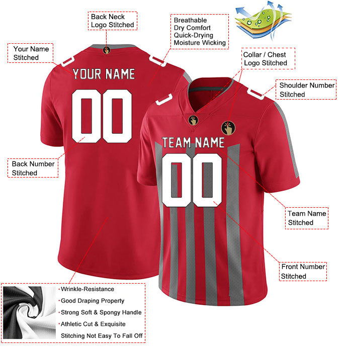 Football Stitched Custom Jersey - Red / Font White Style23042206