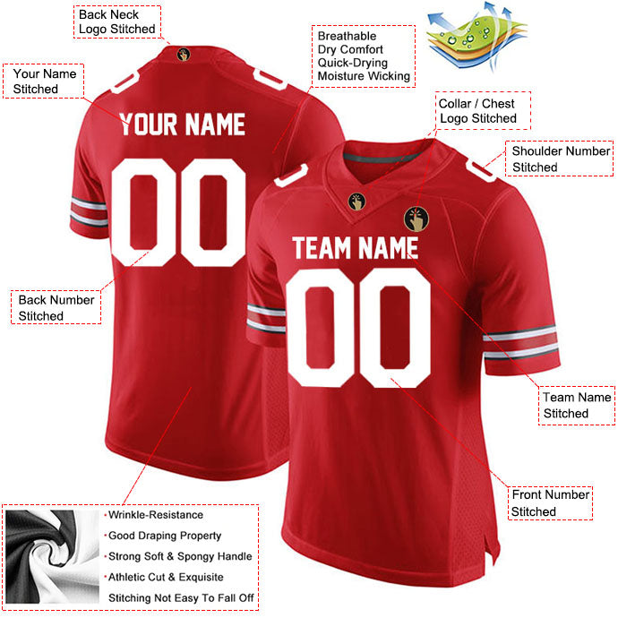 Football Stitched Custom Jersey - Red / Font White Style23042206b