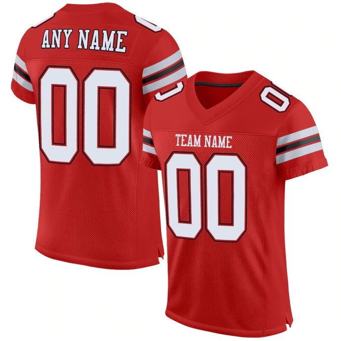 Football Stitched Custom Jersey - Red / Font White