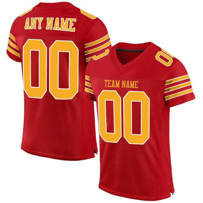 Football Stitched Custom Jersey - Red / Font Yellow