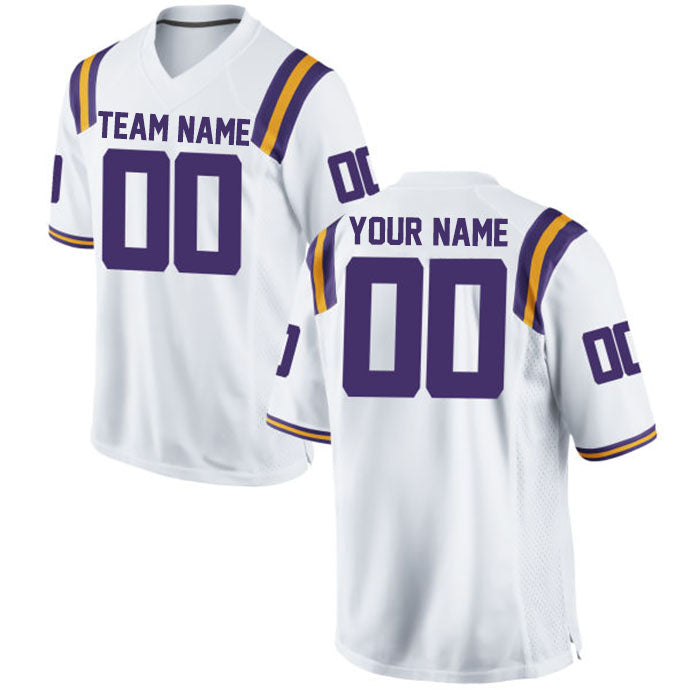 Football Stitched Custom Jersey - White / Font Purple Style23042207