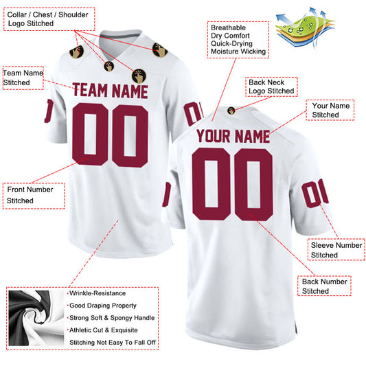Football Stitched Custom Jersey - White / Font Red Style23042211